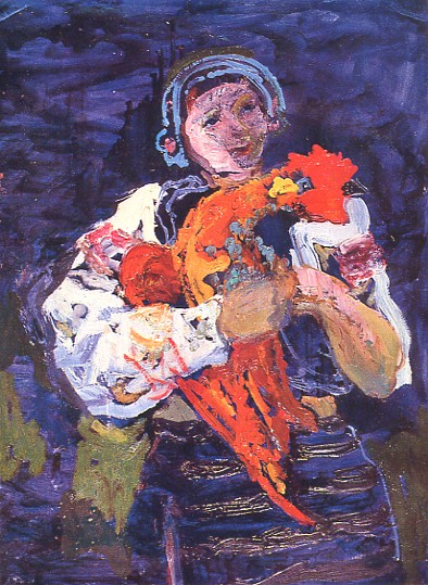 Image - Mykola Hlushchenko: A Hutsul Woman with Rooster (1962).